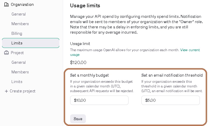 Usage limit